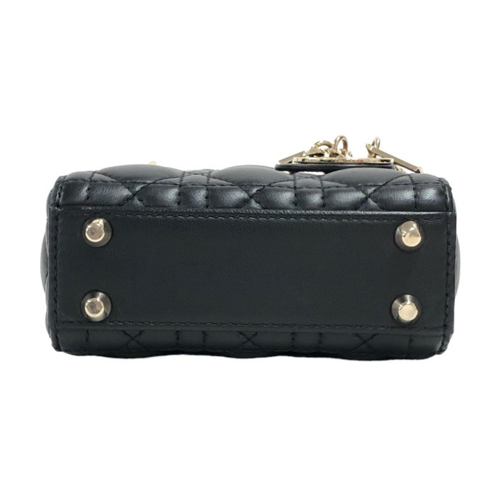 Christian Dior Lady Dior Micro Lambskin Shoulder Bag Black - Picture 4 of 16